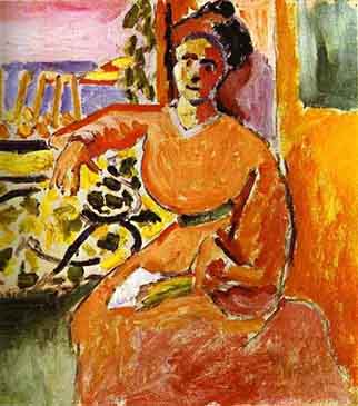 زني نشسته پشت پنجره - هانري ماتيس- سبک نقاشی فاویسم